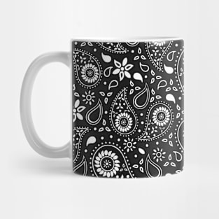 Beautiful Paisley Floral Pattern - Black and White Mug